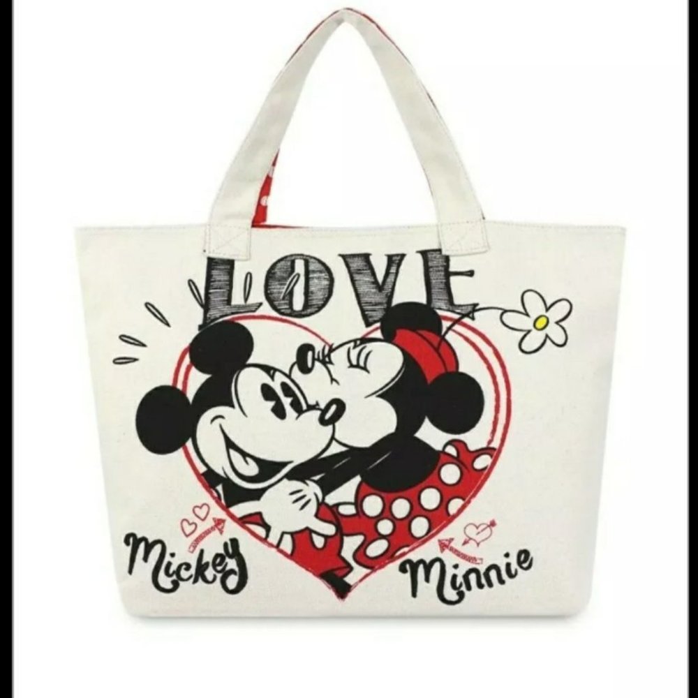 Disney Mickey and Minnie Mouse Love Canvas Lined Tote Bag